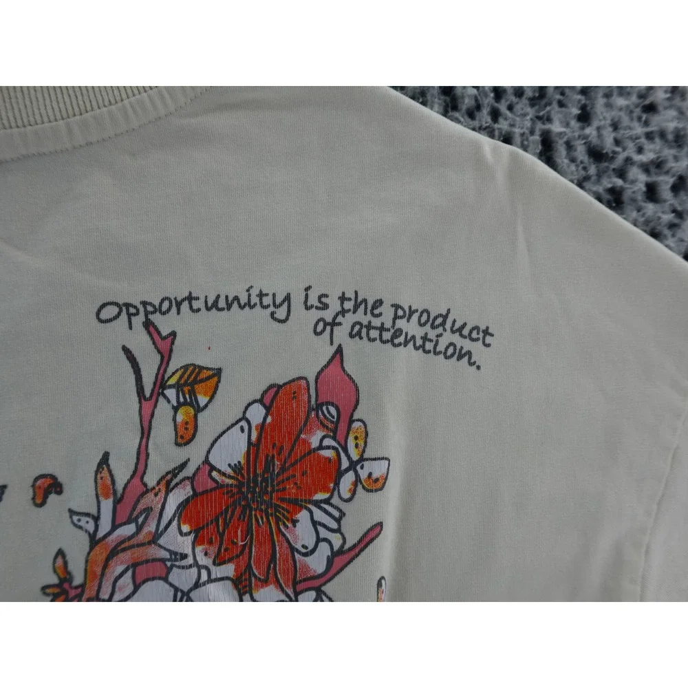 Aelfric‎ Eden Cream Graphic T Shirt Butterfly Text Print Oversized XL